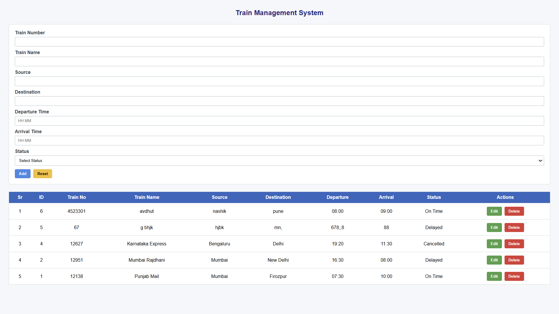 Train Management System